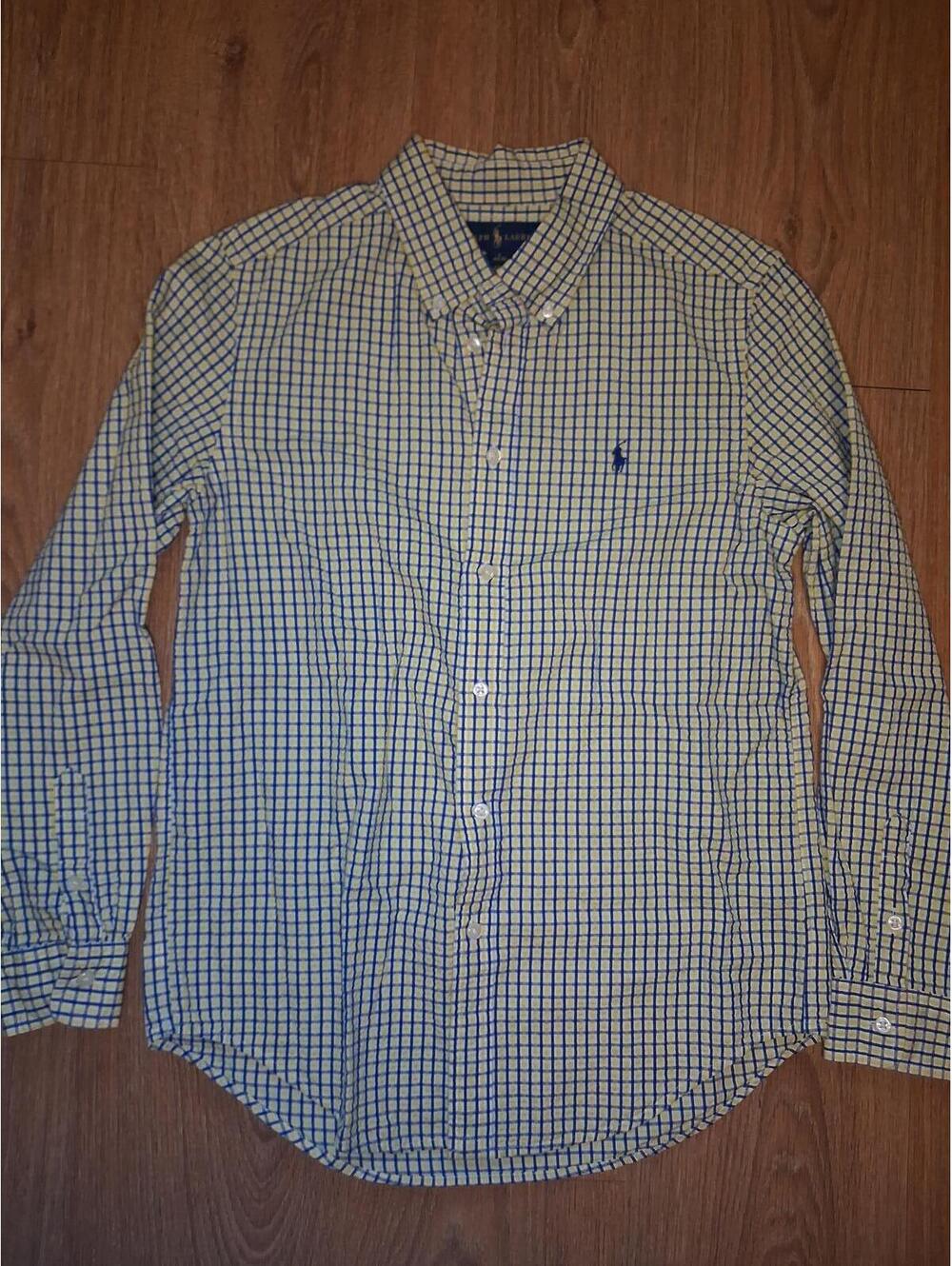 Polo Ralph Lauren Shirt Boys Large 14-16 Yellow Check Cotton